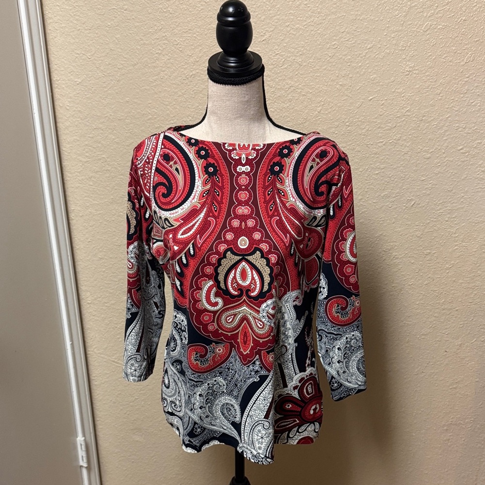 Charter Club Paisley Print Women's Top - Red and Black